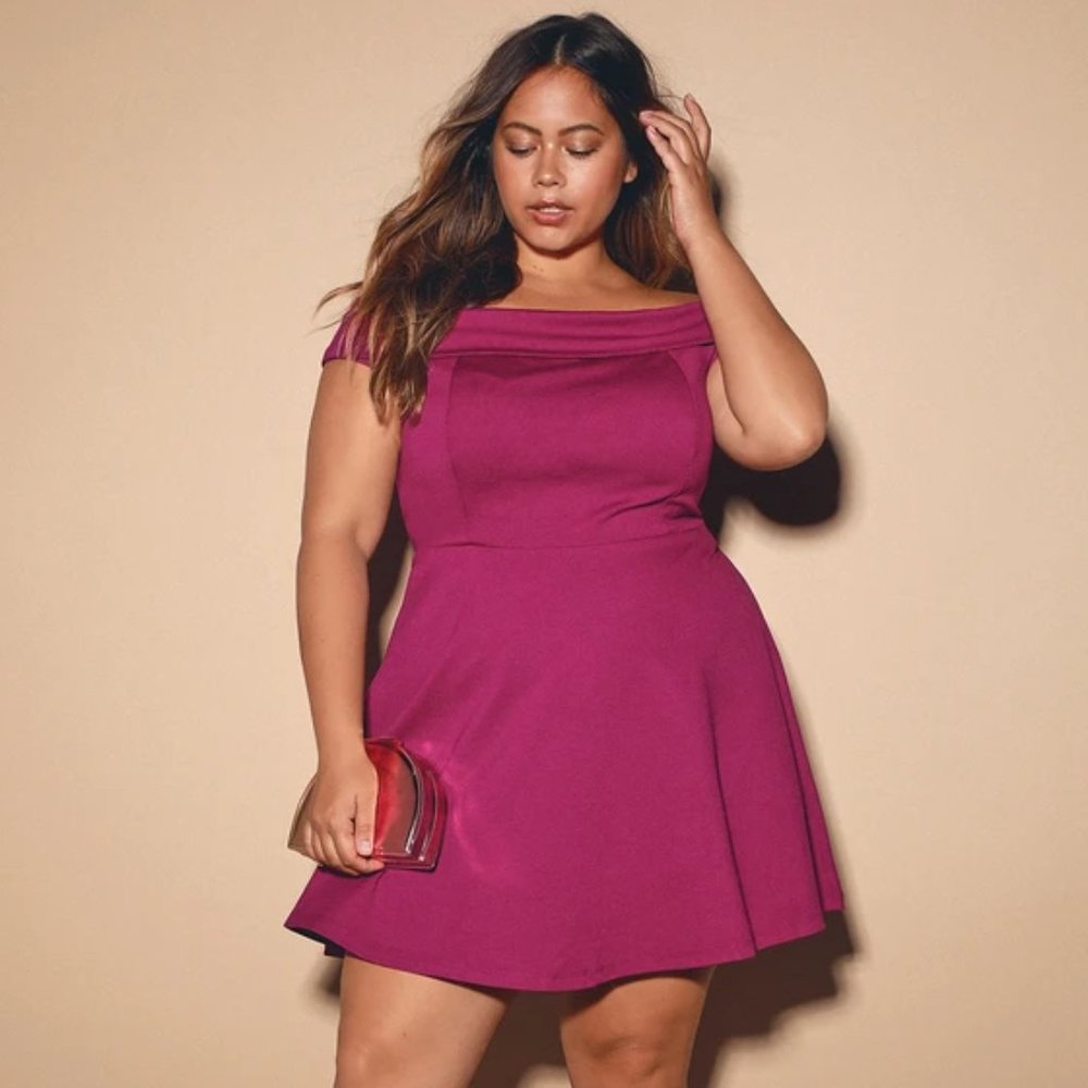 Lulus Season of Fun Off-the-Shoulder Skater Dress